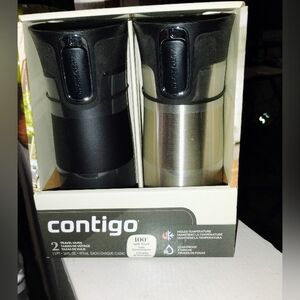 Tumbler Travel Mugs Contigo 16 FL OZ  BLACK AND SILVER PACK LEAK PROOF